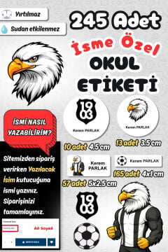 Okul Etiketi Siyah Beyaz Futbol Kalem Defter Etiketi Özel İsim Yazılabilen Etiket 245 Adet İsim Etiketi