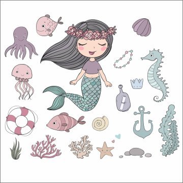 Deniz Kızının Dünyası Sticker Set