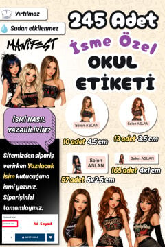 Okul Etiketi Yeni Manifest Kalem Defter Etiketi Özel İsim Yazılabilen Etiket 245 Adet İsim Etiketi