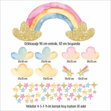 Sim Efektli Gökkuşağı Sticker Set
