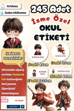 Okul Etiketi Harry Potter Temalı Kalem Defter Etiketi Özel İsim Yazılabilen Etiket 245 Adet