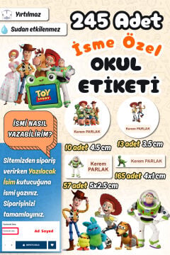 Okul Etiketi Toy Story Kalem Defter Etiketi Özel İsim Yazılabilen Etiket 245 Adet İsim Etiketi