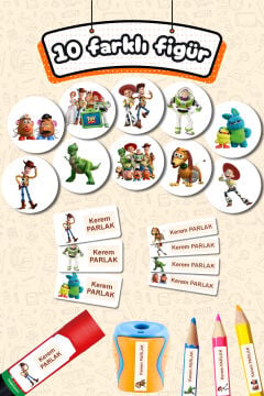 Okul Etiketi Toy Story Kalem Defter Etiketi Özel İsim Yazılabilen Etiket 245 Adet İsim Etiketi