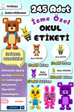 Okul Etiketi Super Bear Adventure Kalem Defter Etiketi Özel İsim Yazılabilen Etiket 245 Adet İsim Etiketi
