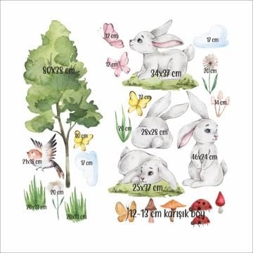 Tavşan Arkadaşlar Ormanda Sticker Set