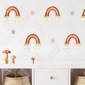 Makrome Gökkuşakları ve Puantiyeler Sticker Set