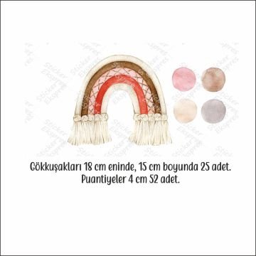 Makrome Gökkuşakları ve Puantiyeler Sticker Set
