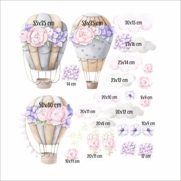 Çiçekli Balonlar Sticker Set