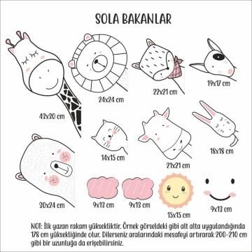 Pembeli Sevimli Hayvan Arkadaşlar Sticker Set Sola Baksın