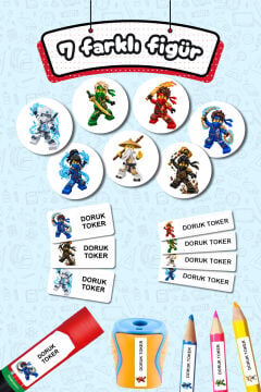 Okul Etiketi Ninjago Lego Kalem Defter Etiketi Özel İsim Yazılabilen Etiket 245 Adet İsim Etiketi