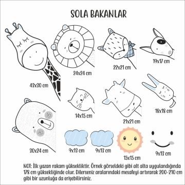 Mavili Sevimli Hayvan Arkadaşlar Sticker Set Sola Baksın