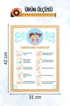 El Yıkama Tablosu Eğitici Sticker Su Geçirmez Anaokul Okul Banyo Duvar Cam Sticker