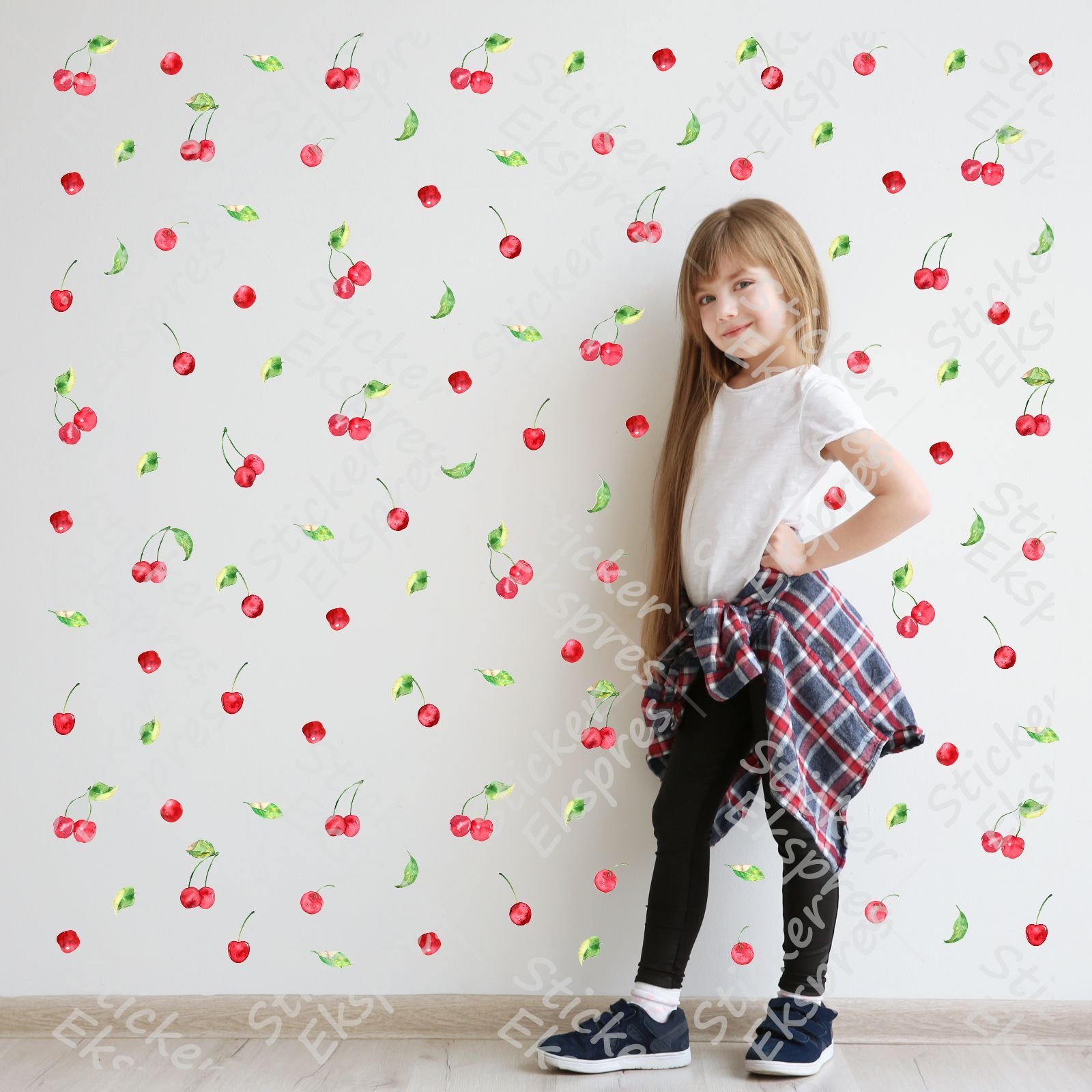 Suluboya Kirazlar Sticker Set