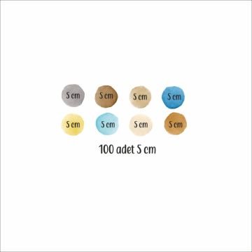 Mavi ve Kahverengi Tonlarında Suluboya Puantiye Set 5 cm
