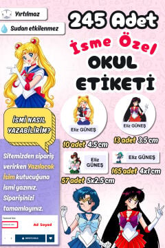 Okul Etiketi Ay Savaşçısı Kalem Defter Etiketi Özel İsim Yazılabilen Etiket 245 Adet İsim Etiketi
