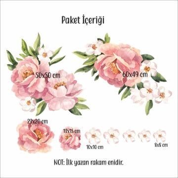 Suluboya Çiçekler Sticker Set