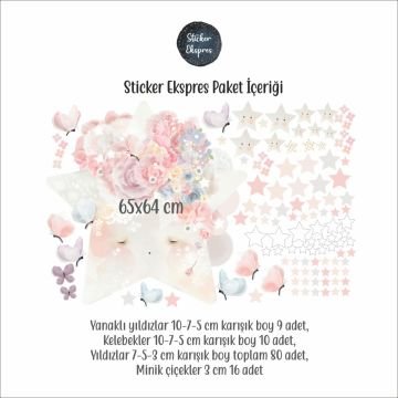 Çiçek Taçlı Pastel Yıldız Sticker Set
