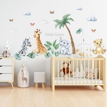 Sevimli Safari Hayvanlar Çocuk Odası Sticker Set