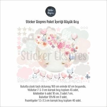 Çiçek Taçlı Dolunay Sticker Set