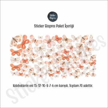 Floral Kelebekler Sticker Seti
