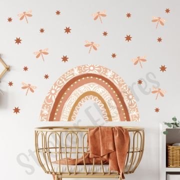 Bohem Gökkuşağı Yusufçuk Yıldız Duvar Sticker Seti