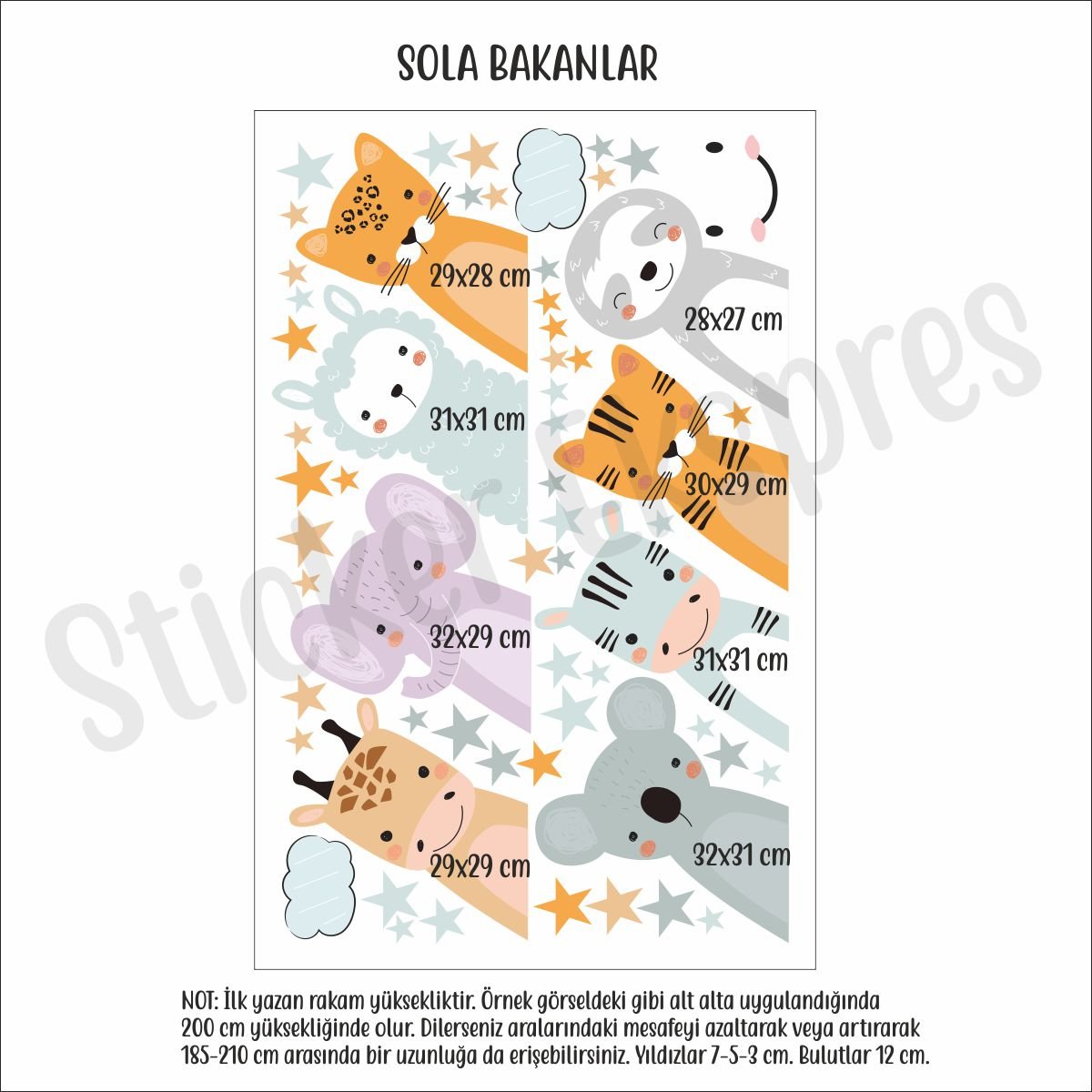 Sevimli Dostlar Sticker Seti Sola Baksın