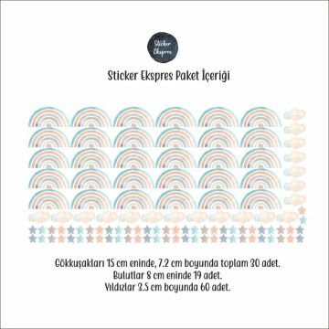 Sky Gökkuşağı Bulut Yıldız Duvar Sticker Seti