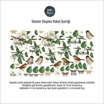 Ağaç Dalları ve Kuşlar Sticker Seti