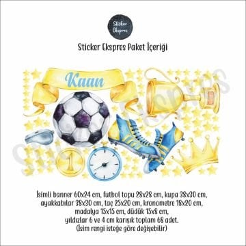 İsme Özel Futbol Temalı Duvar Sticker Seti