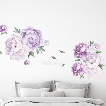 Lila Şakayık Çiçekler Sticker Seti