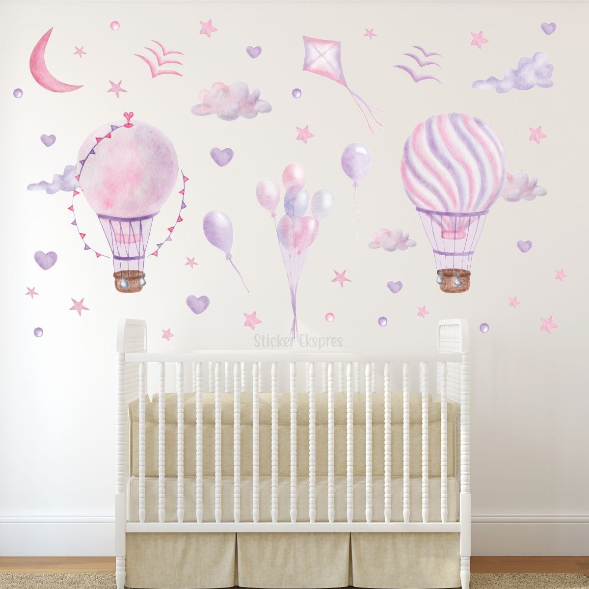 Soft Lila Pembe Rüya Balonlar Sticker Seti
