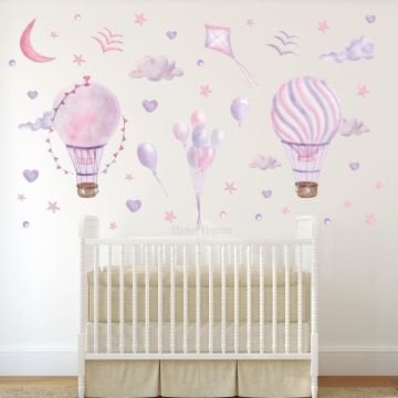 Soft Lila Pembe Rüya Balonlar Sticker Seti