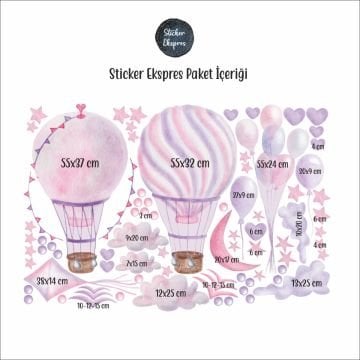 Soft Lila Pembe Rüya Balonlar Sticker Seti