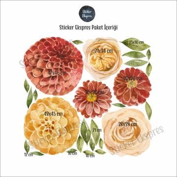 Watercolor Çiçekler Sticker Set