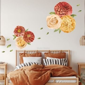 Watercolor Çiçekler Sticker Set
