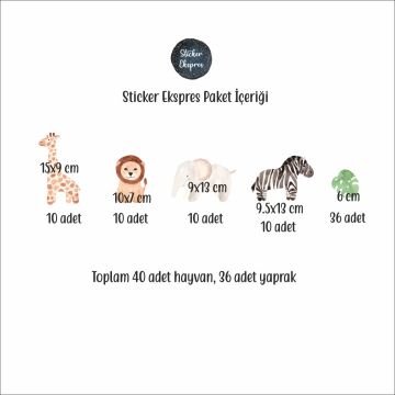 Mini Hayvanlar Ve Yapraklar Sticker Seti