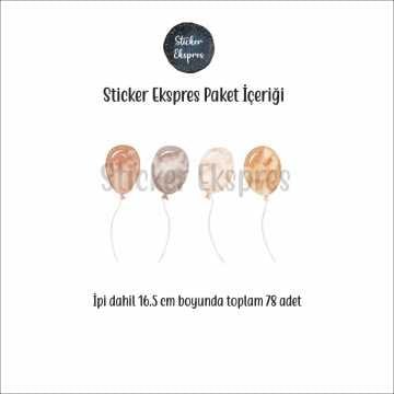 Kahverengi Balonlar Sticker Seti