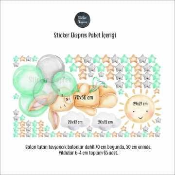 Balon Tutan Tavşan Çocuk Odası Sticker Seti