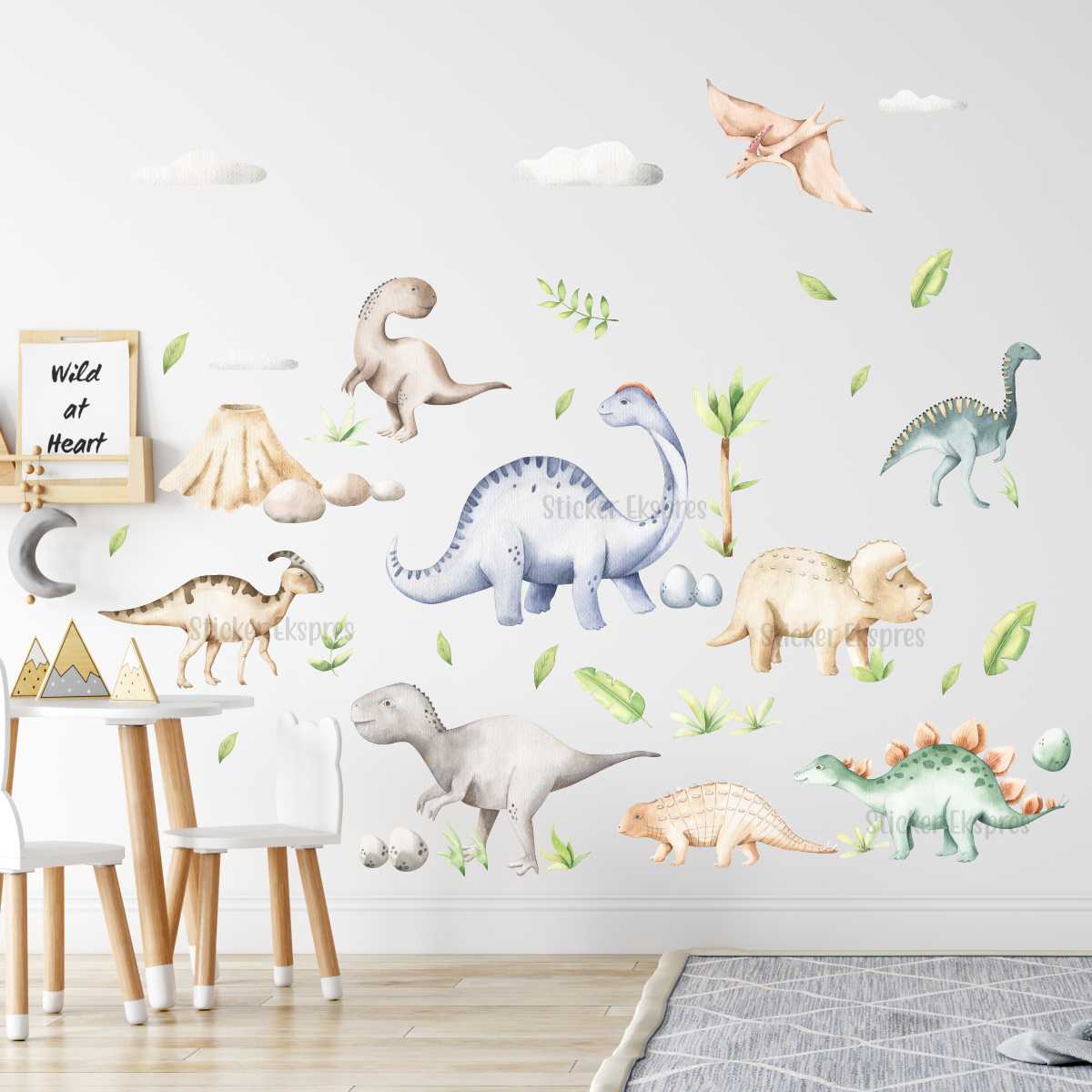 Sevimli Dinozorlar Çocuk Odası Sticker Seti