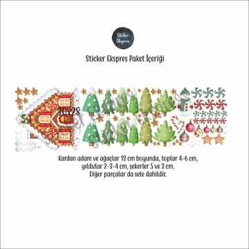 Şeker Ev Ve Çam Ağaçları Yeni Yıl Temalı Sticker Seti