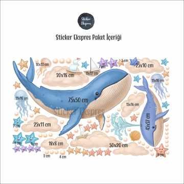 Hayalperest Balinalar Çocuk Odası Sticker Seti