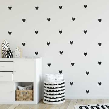 Siyah Asimetrik Kalpler Sticker Seti