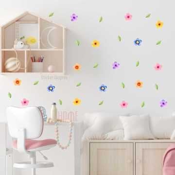 Renkli Çiçek Bahçesi Sticker Seti