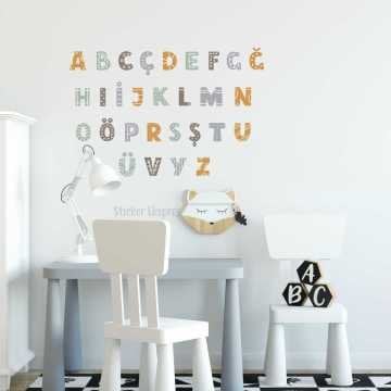Desenli Türkçe Alfabe Sticker Seti