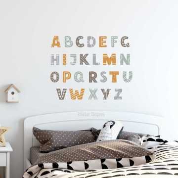 Desenli İngilizce Alfabe Sticker Seti