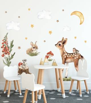 Ceylanlı Orman Arkadaşları Çocuk Odası Sticker Seti