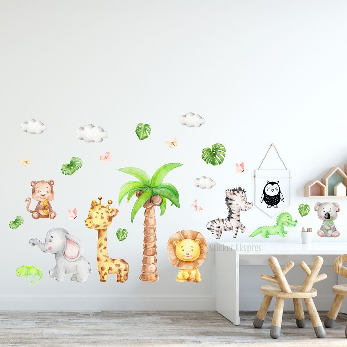 Safari Arkadaşları Hayvanlar Çocuk Odası Sticker Seti