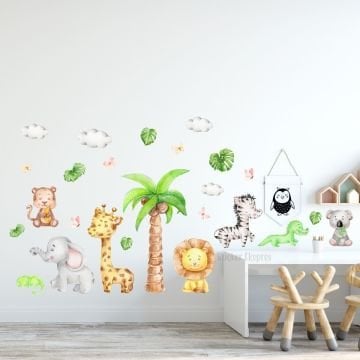 Safari Arkadaşları Hayvanlar Çocuk Odası Sticker Seti