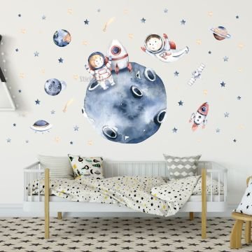 Uzaya Yolculuk Uzay Temalı Duvar Sticker Seti