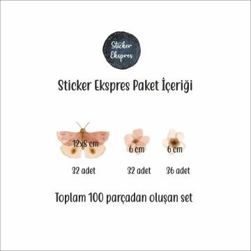 Kelebekler Ve Çiçekler Sticker Seti